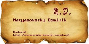 Matyasovszky Dominik névjegykártya